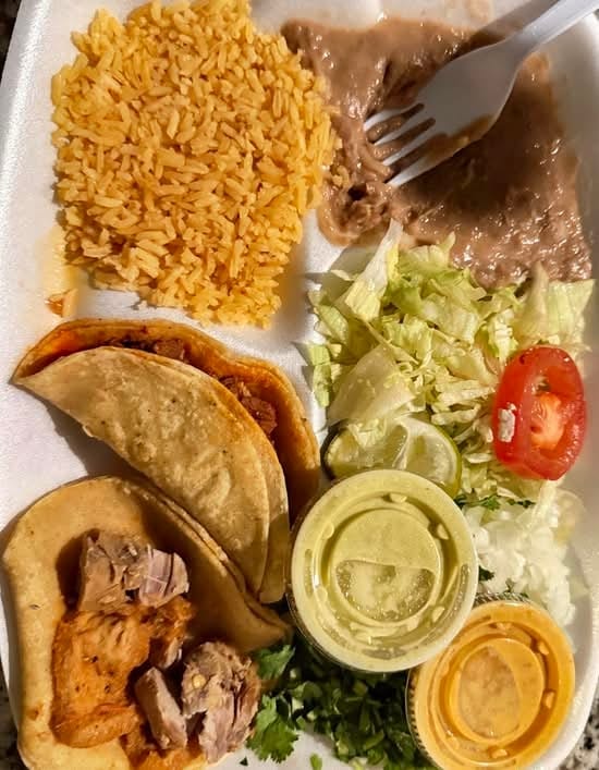Taco Plate (3) Rice & Beans.