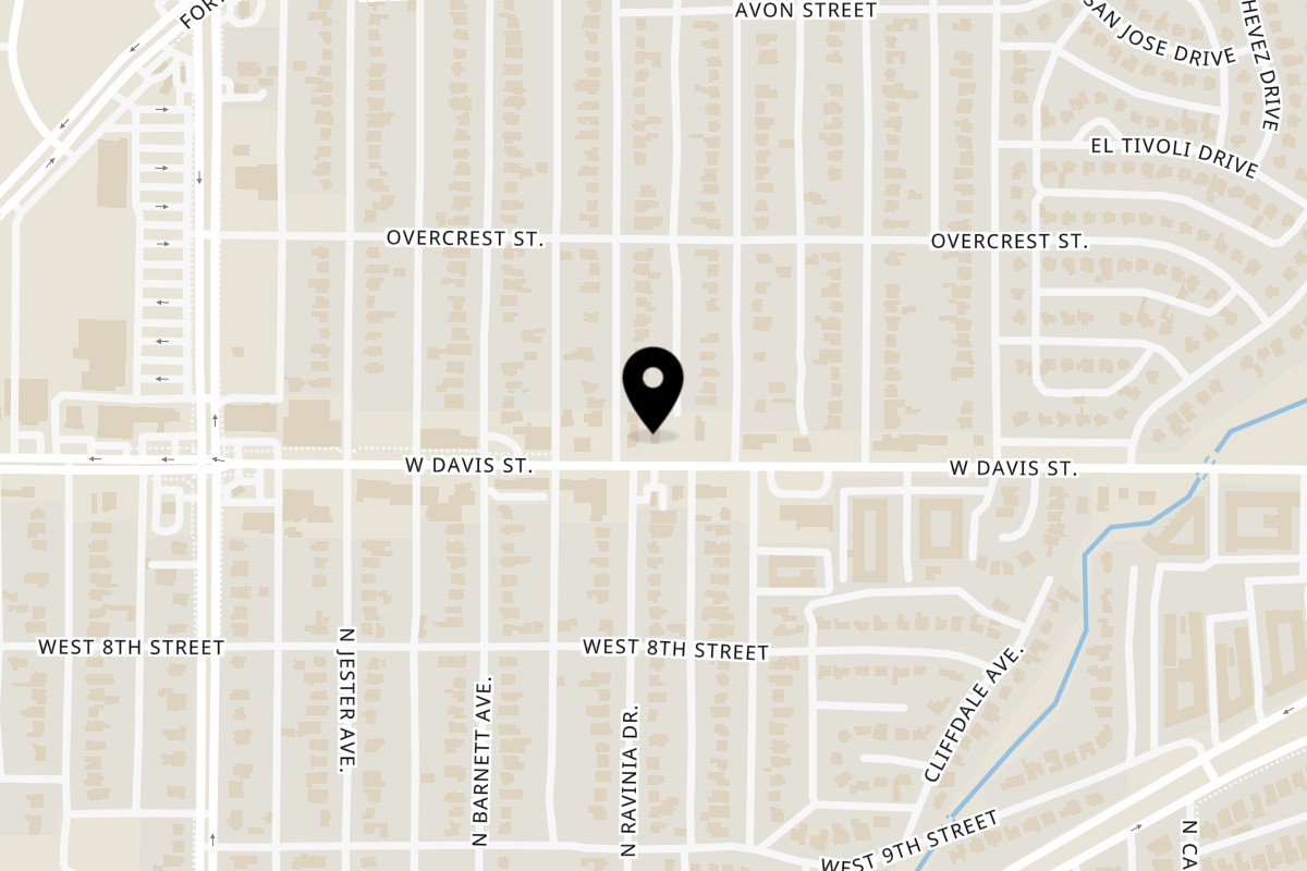 Map showing the location of Cesar's Tacos! Dallas on 2919 W Davis St in Dallas